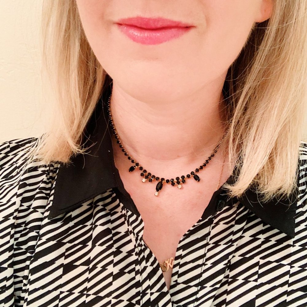 vintage black jeweled necklace